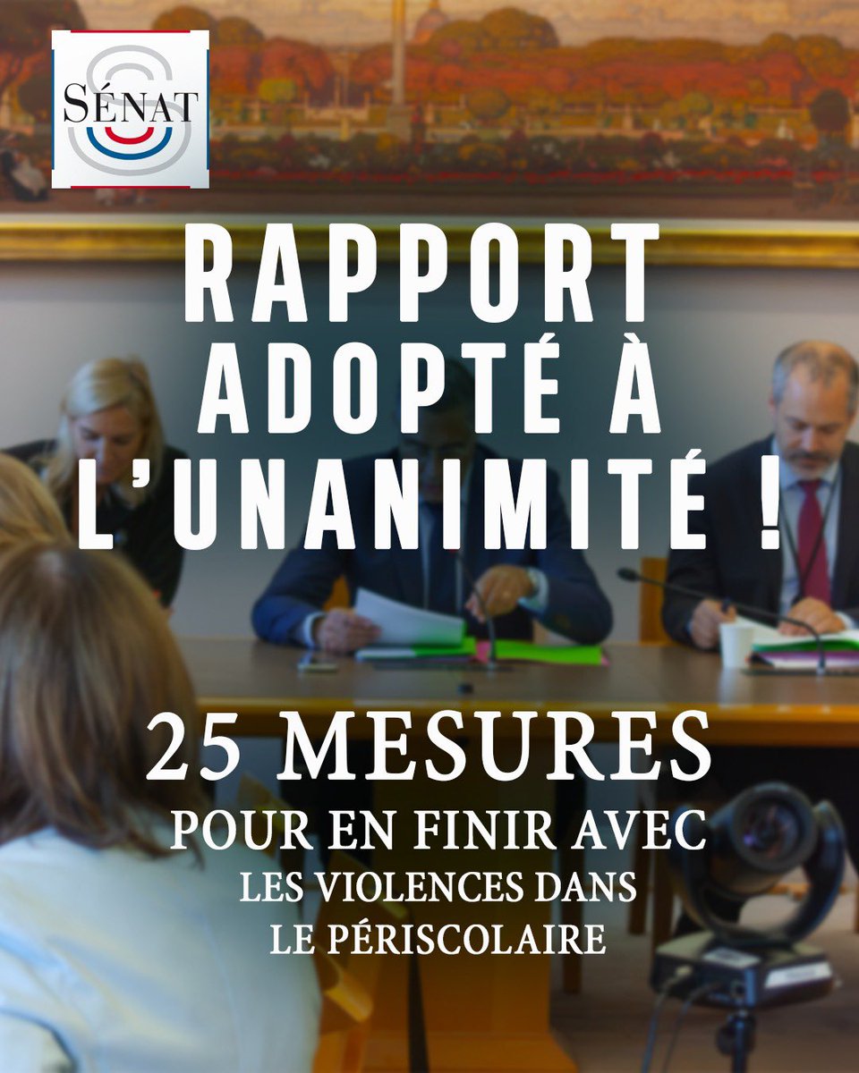 AgnesEvren's tweet photo. Une victoire pour la protection de nos enfants ! Notre rapport a été adopté à l’unanimité au Sénat.

25 mesures fortes pour mettre fin aux défaillances systémiques du périscolaire.

Face aux violences faites aux enfants, le déni et l’inaction ne sont plus acceptables.

Place aux actes !