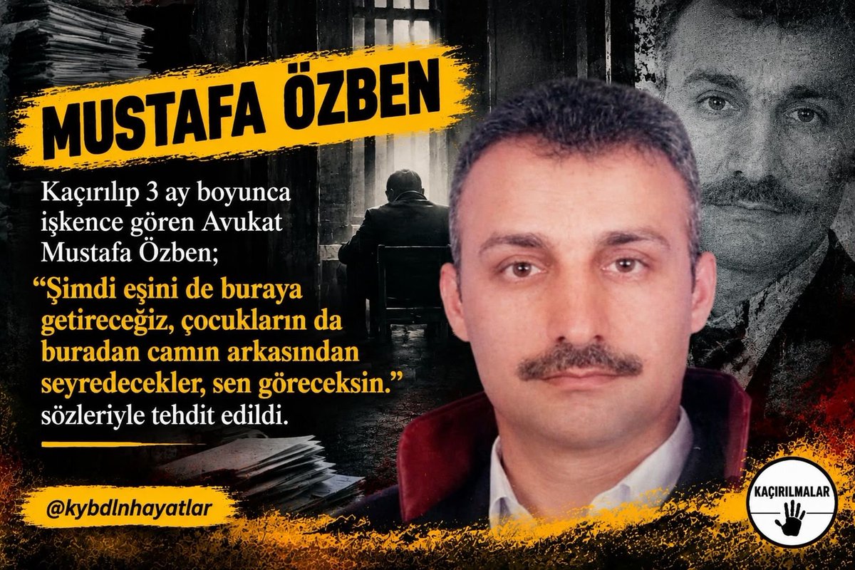 Teacher_4706's tweet photo. MUSTAFA ÖZBEN🚨⚠️

🔷 Bir avukatı 3 ay kaçırıp işkence etmek yetmedi, ailesiyle tehdit ettiler!

🔷 Bu caniliğe, bu hukuksuzluğa karşı sessiz kalmak suça ortak olmaktır.

📌 İşkence insanlık suçudur, unutturmayacağız!

#MustafaÖzben

⁉️ Kaybedilen Hayatlar ⁉️ https://t.co/03ln3jklT0