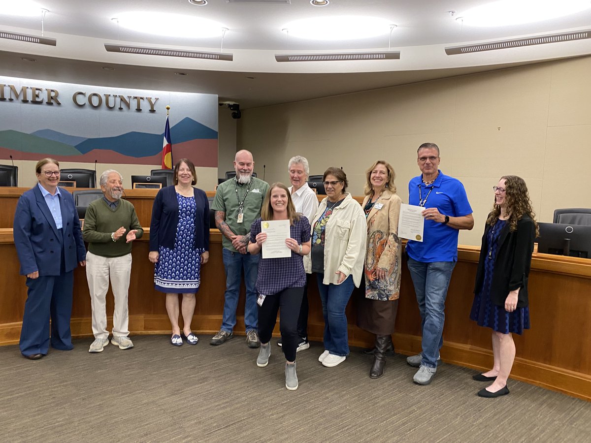LarimerCounty's tweet photo. They know the code but do so much more …

Code compliance is more than just enforcing rules and codes. It’s also about forging relationships with our community.
The Board of Larimer County Commissioners proclaimed October as Code Compliance Month in Larimer County.

“I appreciate the fact that you resolve disputes between neighbors and know that the work you do isn’t easy. There is the enforcement part, but really, it’s about relationship-building with people to work through sometimes difficult issues. I know it’s deeply personal with people and their property,” said Larimer County Commissioner Kristin Stephens.

Larimer County Code Compliance staff are always out in our community meeting directly with property owners and residents and use their amazing skills to help folks navigate processes to bring property owners into compliance --- often voluntarily.

“One of my most memorable experiences was when I got to do a ride-along with one of our code compliance officers,” said Larimer County Commissioner John Kefalas. “I saw how it’s all about relationships and building some trust and helping people understand we’re here to help folks.”

“It’s not just about enforcement --- it’s about how we can help people understand enforcement and the ‘why’ behind it. We want to preserve the health, safety, and welfare and eliminate hazards in our community,” said Larimer County Commissioner Jody Shadduck-McNally.