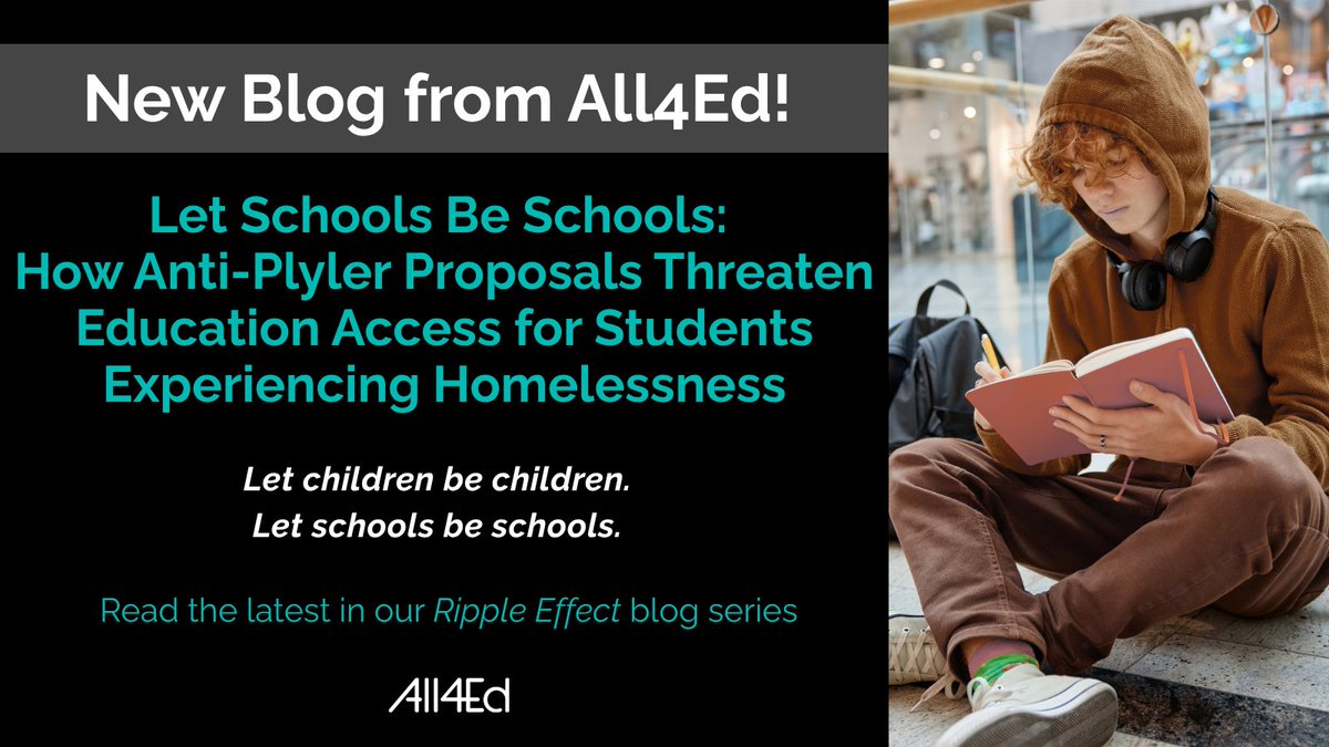 All4Ed's tweet photo. How can policies aimed at undocumented students create barriers for students experiencing homelessness?

@pdclovell's latest #RippleEffect blog explores how anti-Plyler proposals could disrupt stability &amp; immediate enrollment.

📄 “Let Schools Be Schools”: https://t.co/7hwaBeNW0S https://t.co/Hwbiruf7eH