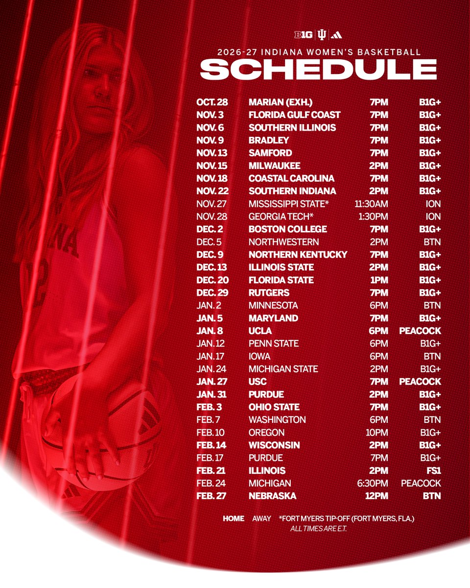 IndianaWBB's tweet photo. Every game, every time, every network. ⤵️ https://t.co/lRypJ9oDXJ