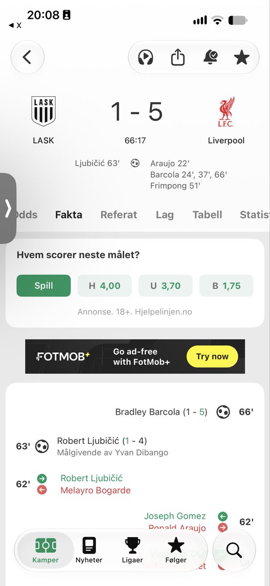 FPL_CFO's tweet photo. I know it’s #LASK, but #Barcola on a Hatrick! If he starts firing could he be a pick moving forward?

@LFC https://t.co/G7ybFBDWHp