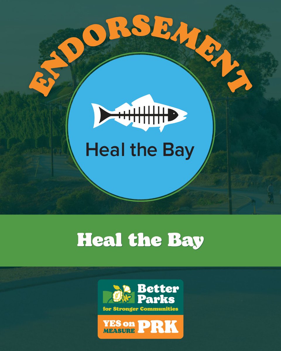 YesonMeasurePRK's tweet photo. @HealtheBay supports Measure PRK because investing in Los Angeles parks is also an investment in the health of our communities, waterways, and coast. 

Grateful for their support! Be sure to vote by Nov 3rd. #YesonPRK https://t.co/8etCaJa079