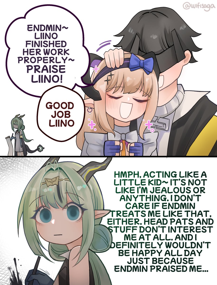 WifiSaga's tweet photo. I mean... she definitely not jealous at all right?🙃

#ArknightsEndfield #エンドフィールド‌ #EndfieldCreators #InkSanctuary #Si #祀 #スー https://t.co/AzPFTuQB9Y