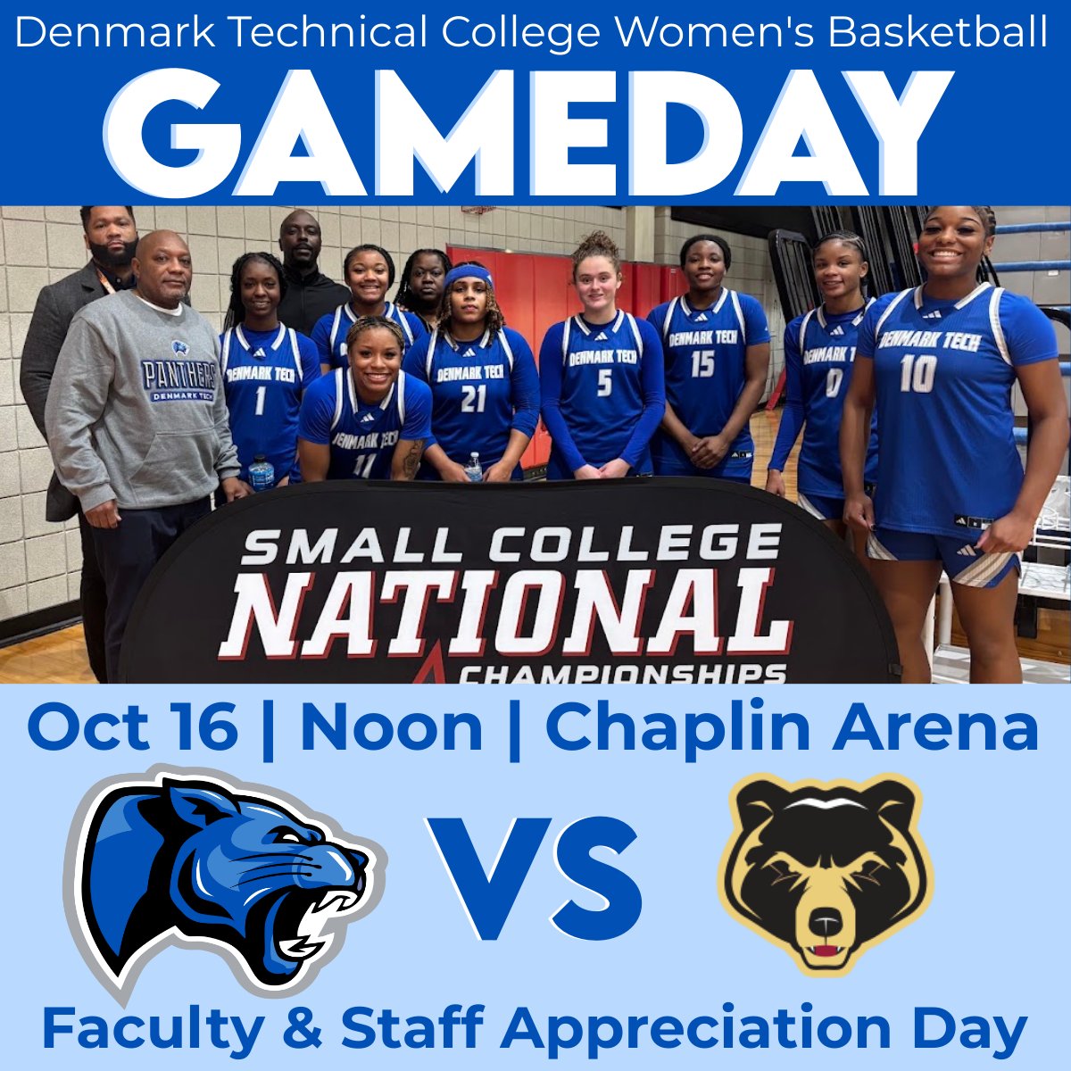 DenmarkTechSC's tweet photo. Join us, Friday at noon, as DTC WBB takes on Clinton College! #clawsout https://t.co/toJR8ZSCel