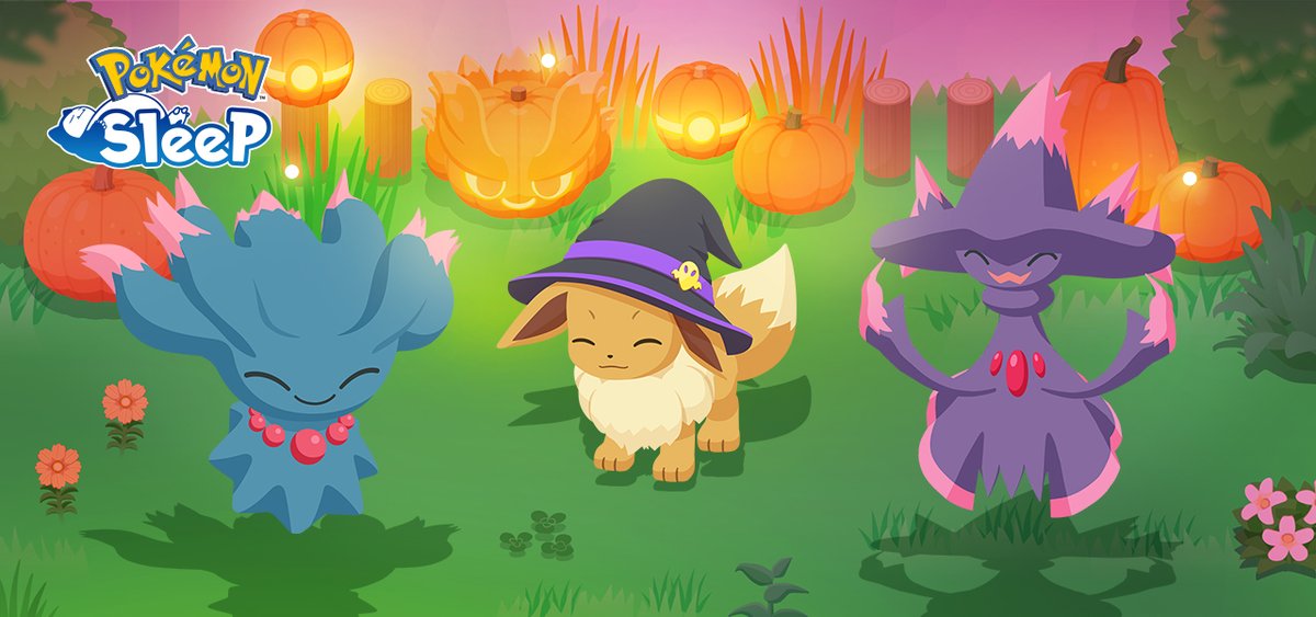 PokemonSleep's tweet photo. New Encounter 🤝

Misdreavus and Mismagius have been spotted ✨

They’ll creep into Sleep Research on October 26 at 3:00 pm!

You might encounter Eevee (Halloween) wearing a purple hat during the event ✨🎃

👇 More details
https://t.co/mymH7UFo0y

#PokemonSleep https://t.co/dfTE9W35AQ