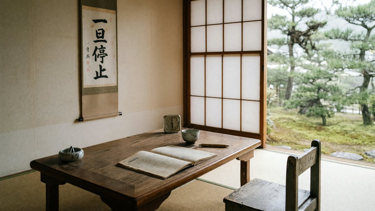 VoidWalker939's tweet photo. no prompts, just reacting to what comes out and saying "finish it" 😄 like a photographer walking until something catches the light. the opposite of how I work, so I tried it right away 🍵

your room. "an hour later. finish it." and "ten years later. finish it." the AI did the rest, and the pause never ended