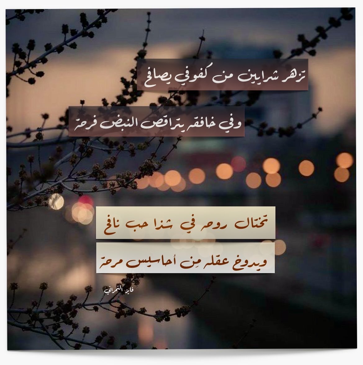 fa___100's tweet photo. تزهر شرايين  من كفوفي يصافح
وفي خافقه يتراقص النبض فرحة

تختال روحه في شذا  حب  نافح
ويدوخ عقله مِن أحاسيس مرحة

#فايز_النمراني 

أعانقك بالكلمات دون ان يدرك  أحد ذلك ⿻

#اللَّـھُـم أڪفنا #بلطفڪ شر ما في الغيب.❥
#أستغفر_الله_العظيم
#صّـلوا_عليـﮪ_ﷺ

#مساؤكم عناية #الله ولطفه https://t.co/DL66qk0ezm