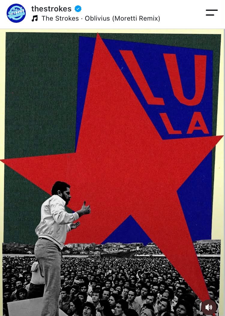 lazarorosa25's tweet photo. Rapaz! A banda de rock The Strokes fez um post declarando apoio a Lula. Enquanto isso tem vários artista brasileiros pagando de isentões. https://t.co/yHX7NwdB9r