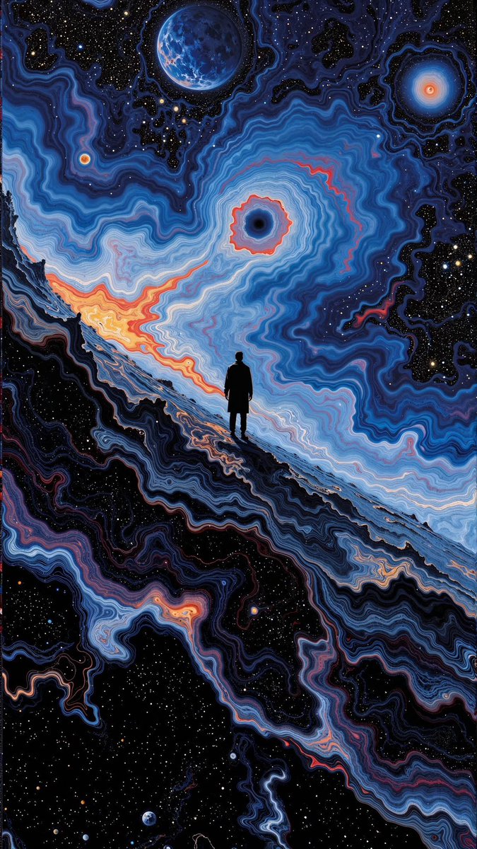 SpaceWall's tweet photo. Cosmic Swirl Wallpaper🌌

A lone figure stands beneath waves of electric blue, distant planets, and a star-filled sky. A little cosmic wonder for your Home Screen📲

#SpaceWallpaper #CosmicArt #BlueWallpaper #HomeScreen #WallSpace https://t.co/YRxIAXLzo5