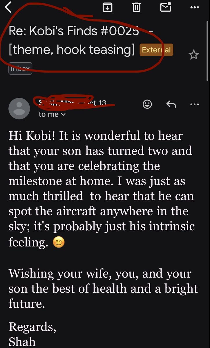 kobionpurpose's tweet photo. Sent out my newsletter yesterday and it was refreshing to see this. Met retired army pilot he served in India and Canada. 

Told him how obsessed my 2 year old is with planes and we ended up chatting for 30 mins about career planning and life.

I also mistakenly forgot to remove my newsletter template title, but this goes to show that sometimes the mistakes you make are much bigger in your head than in reality.
