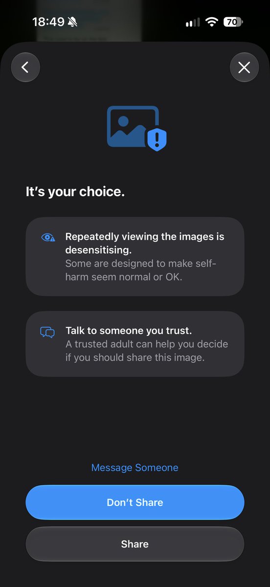studio__aaa's tweet photo. iMessage warnings I just got for sending a pic of my steak in the group chat 😭😭😭 https://t.co/iUWsnokLlD