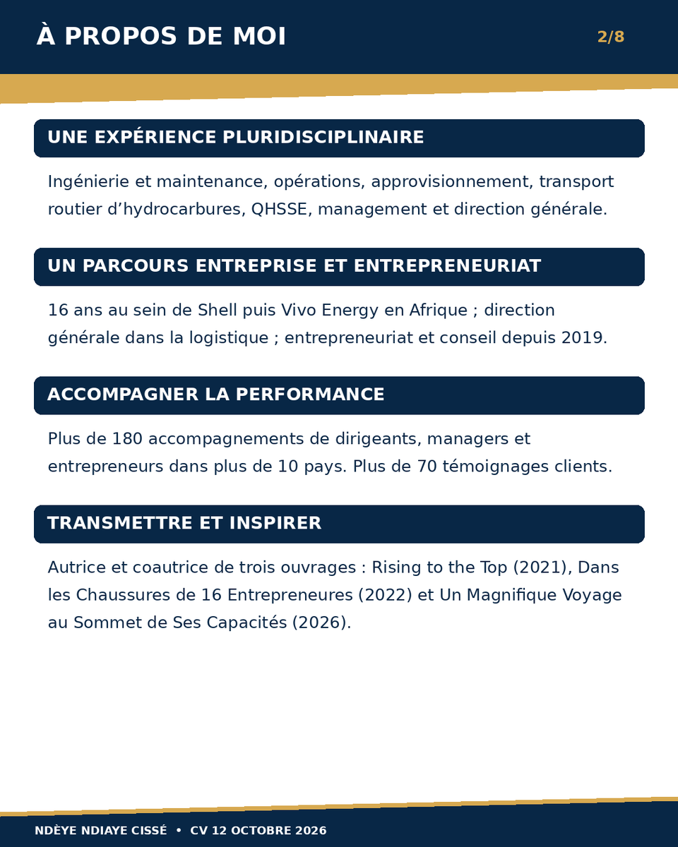 LakhNdeye's tweet photo. Un parcours, un voyage... 🚀

23 ans de carrière, de choix stratégiques, de défis et d'histoires humaines

Une conviction : réussir, c'est aussi faire grandir les autres

📄 Mon CV actualisé au 12 octobre 2026

La mission continue🚀

#Leadership #Carrière

suite en commentaires https://t.co/zBAiDxiGqZ