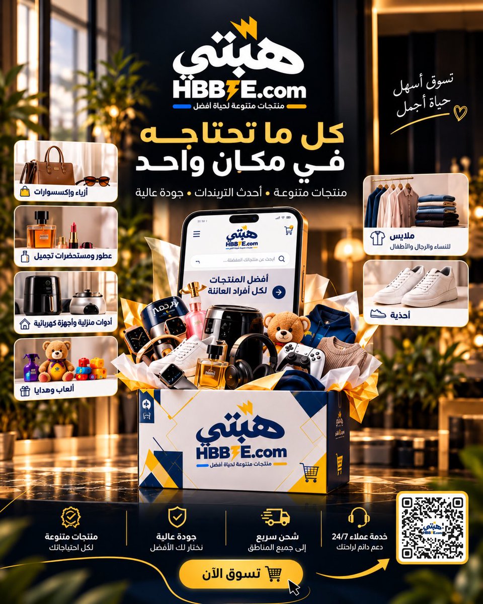Hbbtecom's tweet photo. 🚀 رسميًا… هبتي HBBTE صار بينكم! 🛍️🔥

كل ما تحتاجه في مكان واحد، من المنتجات المميزة إلى أحدث الترندات! 😍

🛒 تسوّق الآن:
https://t.co/BKABaLtxHz

جميع مواقع التواصل: hbbtecom 

#هبتي #HBBTE #ترند #تسوق_الآن #المملكة_العربية_السعودية https://t.co/7KTHwptKxD