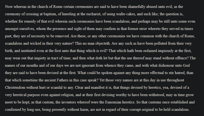 Swoop_77's tweet photo. I explained to you on the phone, there is nothing inconsistent or "spiritually confusing" about the CofE originally being iconoclastic because of medieval abuses and then bringing back iconography once the abuses are gone, and condemning iconoclasm. 

Hookers Laws Bk IV Cp XII https://t.co/4ZEyoJR71n
