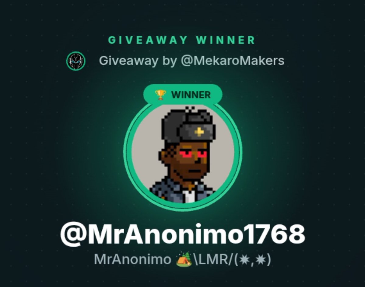 MekaroMakers's tweet photo. Congratas @MrAnonimo1768  ! Join our discord to claim the OG 🤖🔥

https://t.co/14eUTKoBKb https://t.co/snV9gguILL