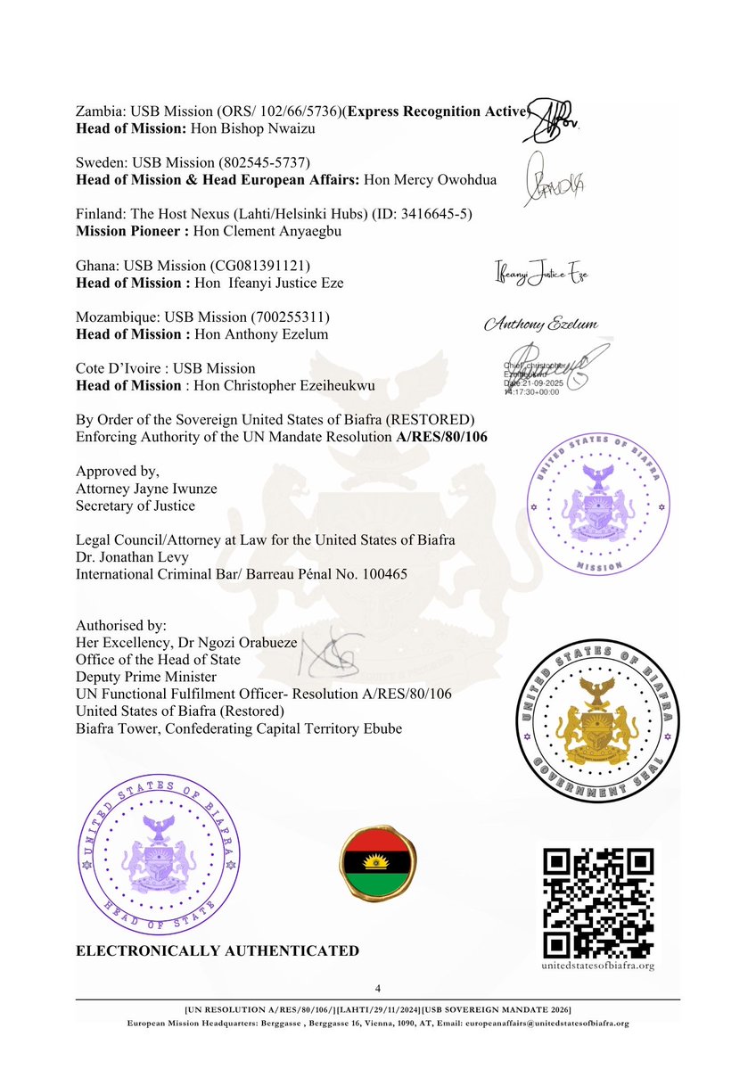 USBGovernment's tweet photo. KENYA HAS SPOKEN: FINLAND MUST UPHOLD JUSTICE AND REJECT TRANSNATIONAL REPRESSION

The Unified Administrative Missions of the United States of Biafra have issued the attached statement ahead of the appeal verdict concerning H.E. Simon Ekpa, expected tomorrow, 15 October 2026.

Kenya’s High Court declared H.E. Nnamdi Kanu’s abduction, torture and forcible removal to Nigeria unlawful and held the Kenyan government accountable for violating his fundamental rights.

That judgment carries a powerful message: international cooperation cannot excuse state complicity in human rights abuses.

Having submitted extensive supporting material to the Court of Appeal of Eastern Finland and other relevant authorities, we call for the overturning of H.E. Simon Ekpa’s conviction and his immediate, unconditional release.

Finland must ensure that its institutions uphold justice and resist any attempt to turn judicial cooperation into an instrument of political persecution.

Biafran lives are not expendable. Our rights are not bargaining chips.

Read the full statement in the attached document.