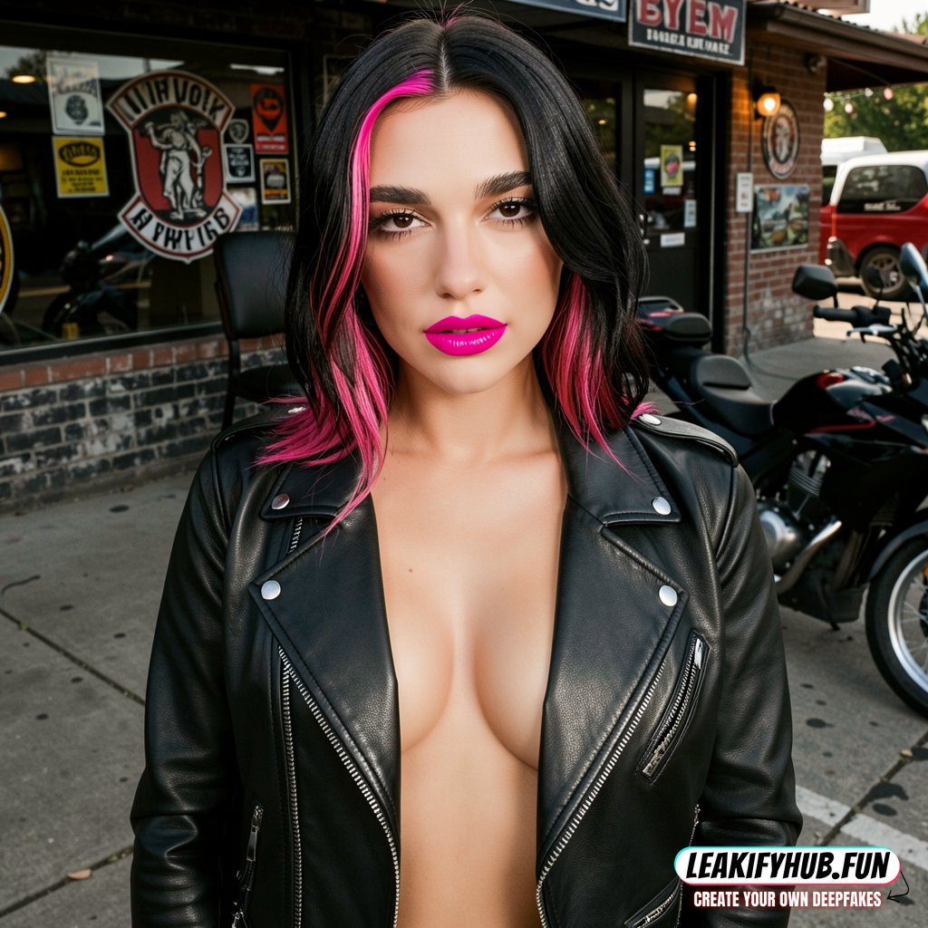 The_DailyGooner's tweet photo. Dua Lipa as a Biker. GOON. https://t.co/DSDkcdKaiI
