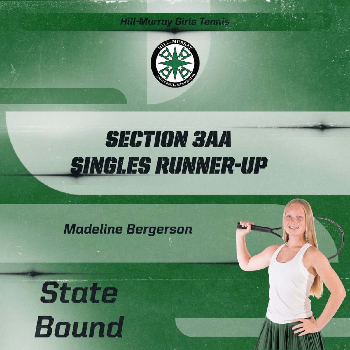 Hill-Murray: Congratulations to Maddie Bergerson, the Section 3AA Singles Runner-Up! Next stop: STATE Tournament! #RollPios #HMProud