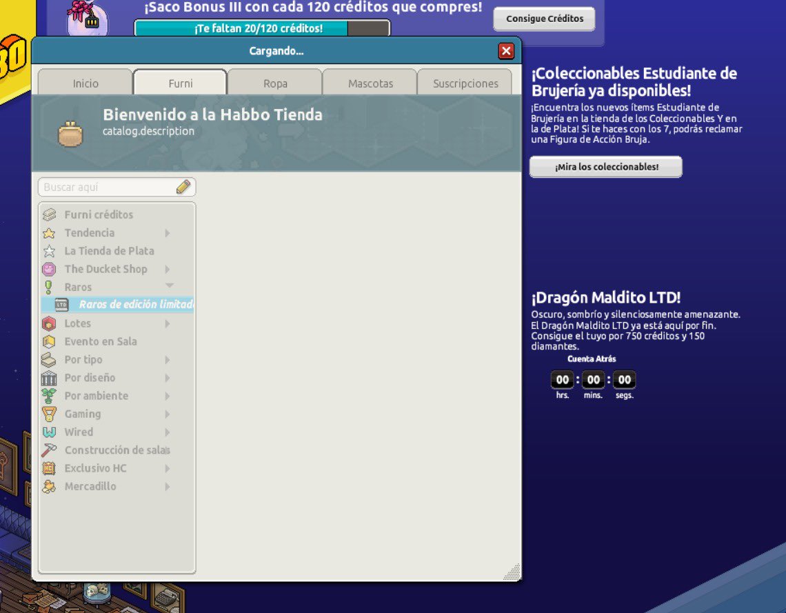 MudaHabbo's tweet photo. Más de un mes promocionando un LTD, compré 4 promociones de recargas para intentar ganarlo, pero Habbo ni te deja entrar al hotel, todo bug desde 15 min antes del segundo 0. Ni dando a comprar te salía la opción de cargar. Al final lo compraron solo clones. @Habbo @ESHabbo 👏🏻💀 https://t.co/COVThwBnRm