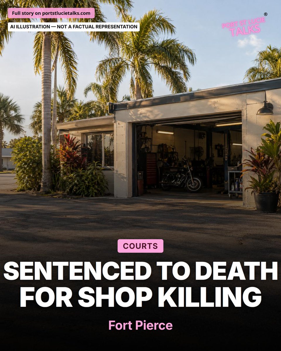 portstlucietalk's tweet photo. Otto Lenke, 66, was sentenced to death Tuesday for killing Richard Benson at a Fort Pierce motorcycle shop in 2021. Lenke was convicted of first-degree murder and arson in May 2026. #FortPierce https://t.co/NY2IGWRGY4