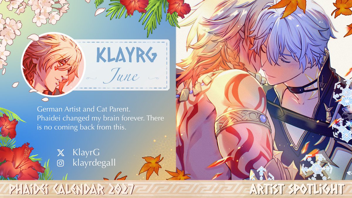 PhaideiCal2027's tweet photo. Sunshine all around, promising longer days and warmth on our skin!  Summer is finally here!

June will be the month of @KlayrG 

Enjoy a break in the sun!

#PhaiDei #Phainon #Mydei #PMC27 https://t.co/3StsCkJEUu