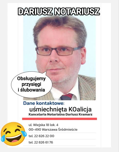 AsiaJaworowska's tweet photo. A wiecie, który notariusz poświadczył tzw. ślubowanie?
TAK! 
Dariusz - notariusz. 
@RepublikaTV https://t.co/jn0Y9u6zIq