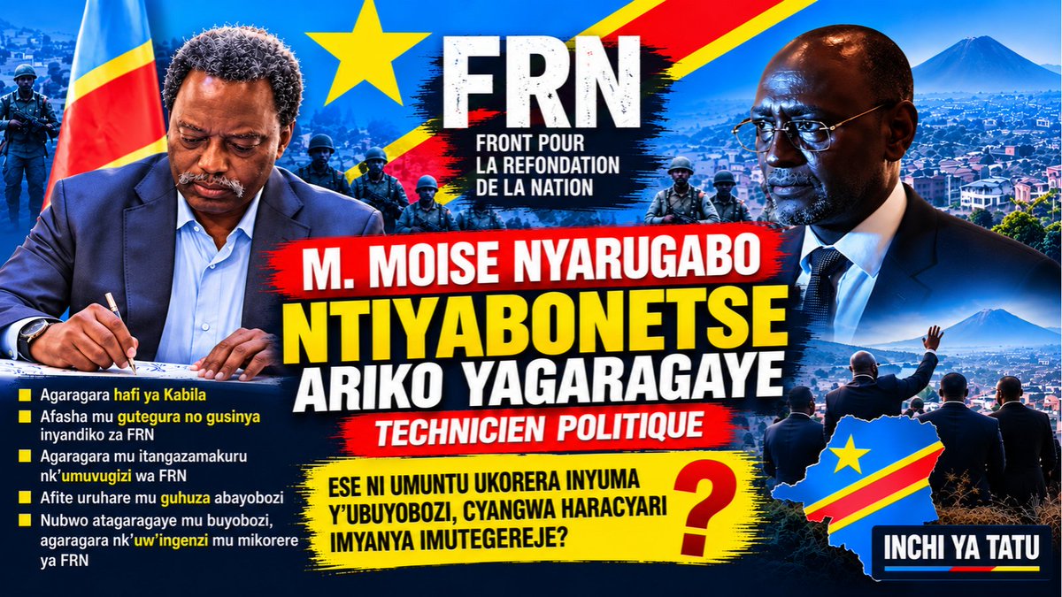 inchiyatatu's tweet photo. MOÏSE NYARUGABO: LE TECHNICIEN POLITIQUE DE KABILA ABSENT DE LA LISTE DES DIRIGEANTS DU FRN — QUE SE CACHE-T-IL DERRIÈRE CETTE ABSENCE?
NYARUGABO N'APPARAÎT PAS DANS LA DIRECTION DU FRN, MAIS IL RESTE PRÉSENT DANS SES ACTIVITÉS.
https://t.co/EfrcjImNI2
Trois éléments importants méritent d'être soulignés.
Premièrement, Moïse Nyarugabo joue un rôle visible dans les activités politiques liées à Joseph Kabila et au Front pour la Refondation de la Nation (FRN).
Deuxièmement, son absence parmi les premiers dirigeants du FRN ne signifie pas nécessairement qu'il a été écarté, qu'il a perdu la confiance de Joseph Kabila ou qu'il existe des tensions entre les deux hommes.
Troisièmement, l'hypothèse selon laquelle Nyarugabo n'aurait pas obtenu de poste en raison de son passé politique semble insuffisante. En effet, plusieurs personnalités placées à la tête du FRN possèdent elles aussi une longue expérience politique et un passé lié aux conflits en République démocratique du Congo.
La question demeure donc : Moïse Nyarugabo est-il l'un des principaux stratèges politiques travaillant dans l'ombre de Joseph Kabila, ou attend-il encore une nomination au sein des futures structures du FRN ?
Pour l'instant, aucune explication officielle ne permet de trancher.
INCHI YA TATU | @MoiseNyarugabo @InnocentNtezi1 @Alexis_Gisaro66 @M23TWIRWANEHO @MahoroMpa @ORuhumuriza @RealManziWilly @Fkaniki @Drmusinga @nfifumu60790 @IDRISSAJim1 @kongolo3 @sebinezaenock @GanzaDC_ @GallasMusic @Mubijabo