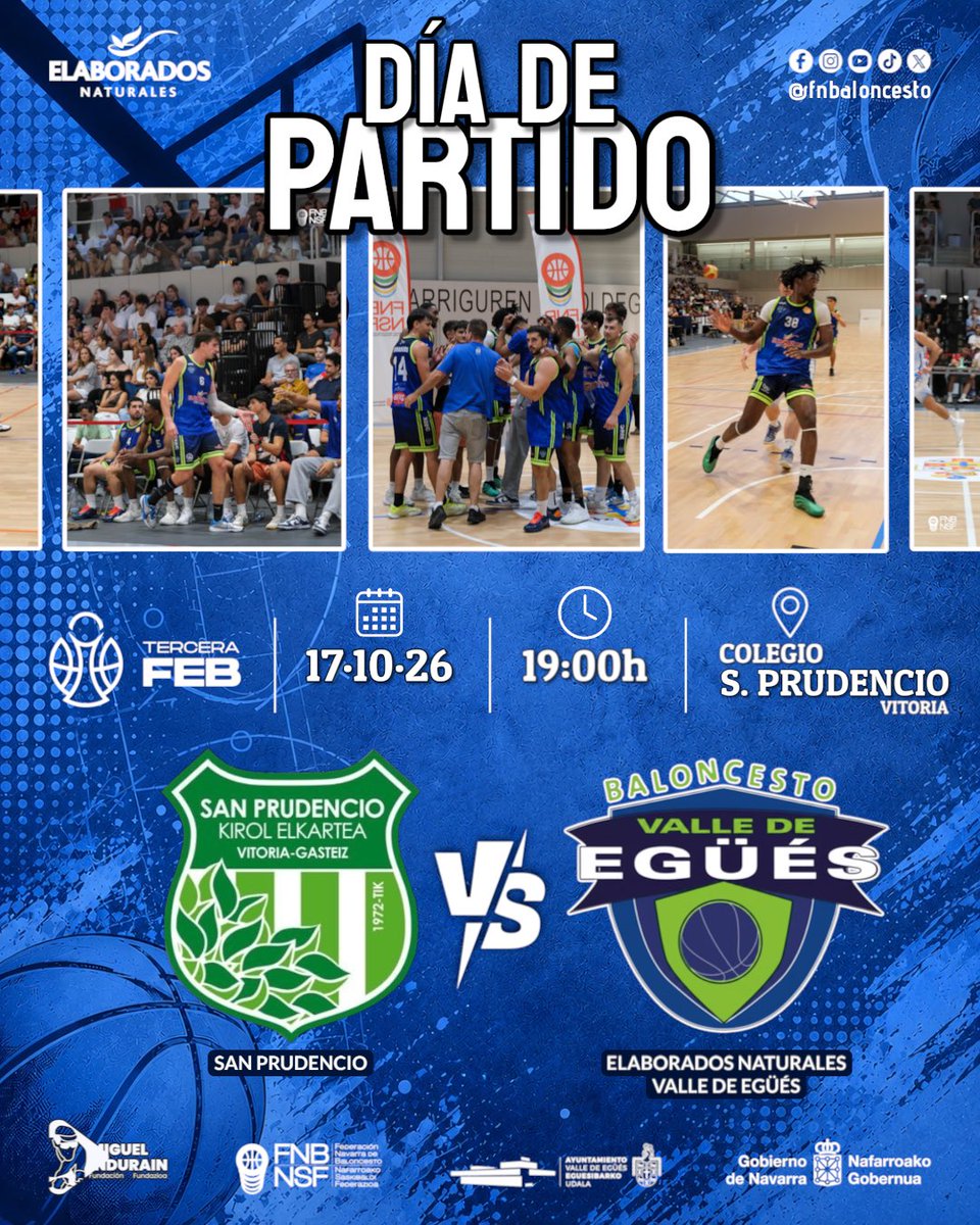 FNBaloncesto's tweet photo. 🏀 PREVIA | TERCERA FEB | ELABORADOS NATURALES VALLE DE EGÜÉS VISITA A SAN PRUDENCIO CON LA MIRADA EN LA VICTORIA.

🏀 Exigente desplazamiento para Elaborados Naturales Valle de Egüés, que afronta este fin de semana una cita…
Toda La Previa en:
https://t.co/BR8lGeAeoI https://t.co/d6wkfGa8X8