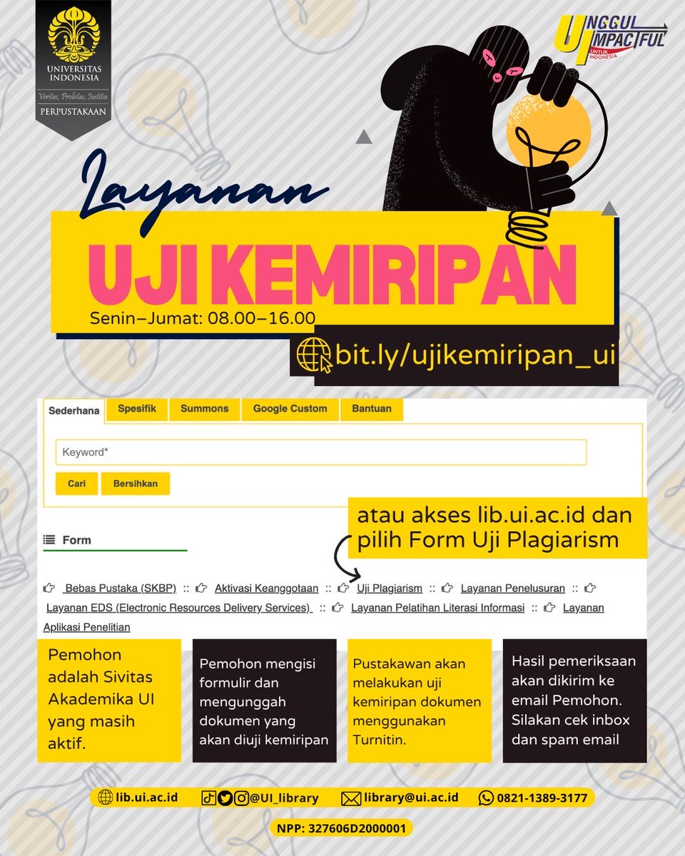 rbpermana's tweet photo. Perpusat ada layanan plagiarism check btw https://t.co/bkVYzfLojS