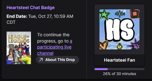 sorrowtalks's tweet photo. HEARTSTEEL TWITCH BADGE DROP?! https://t.co/Vh2pkzwiPc