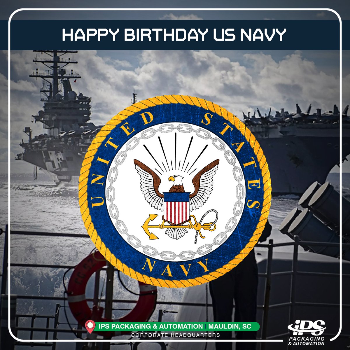IPSpackaging's tweet photo. Yesterday, October 13, marked 251 years of the United States Navy! ⚓🇺🇸

Happy 251st Birthday, U.S. Navy!

Thank you for your service, your sacrifice, and your unwavering commitment to our country.

#USNavy #NavyBirthday #251Years #HonorAndService #TeamIPS #PackagingIsAwesome https://t.co/sNr9XMpaBS