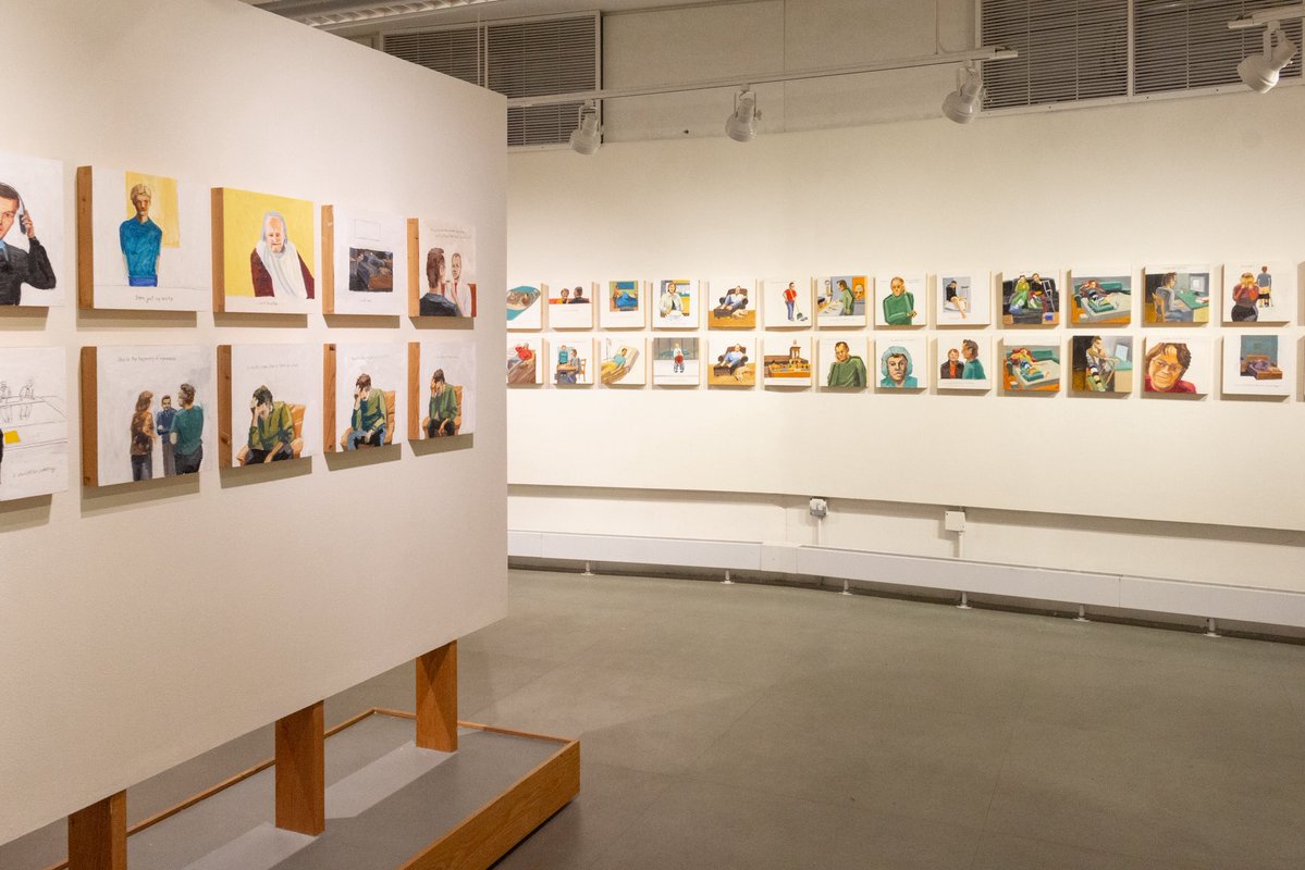 Judsonartdesign's tweet photo. Here’s a closer look at some of the 170 daily paintings and 133 panels on the double that make up ‘dailies | doubles’ by John Bakker.

#judsonawesome #judsonartdesign #elginartgallery #artexhibition #socialpracticeart https://t.co/Ri3xVNAcup