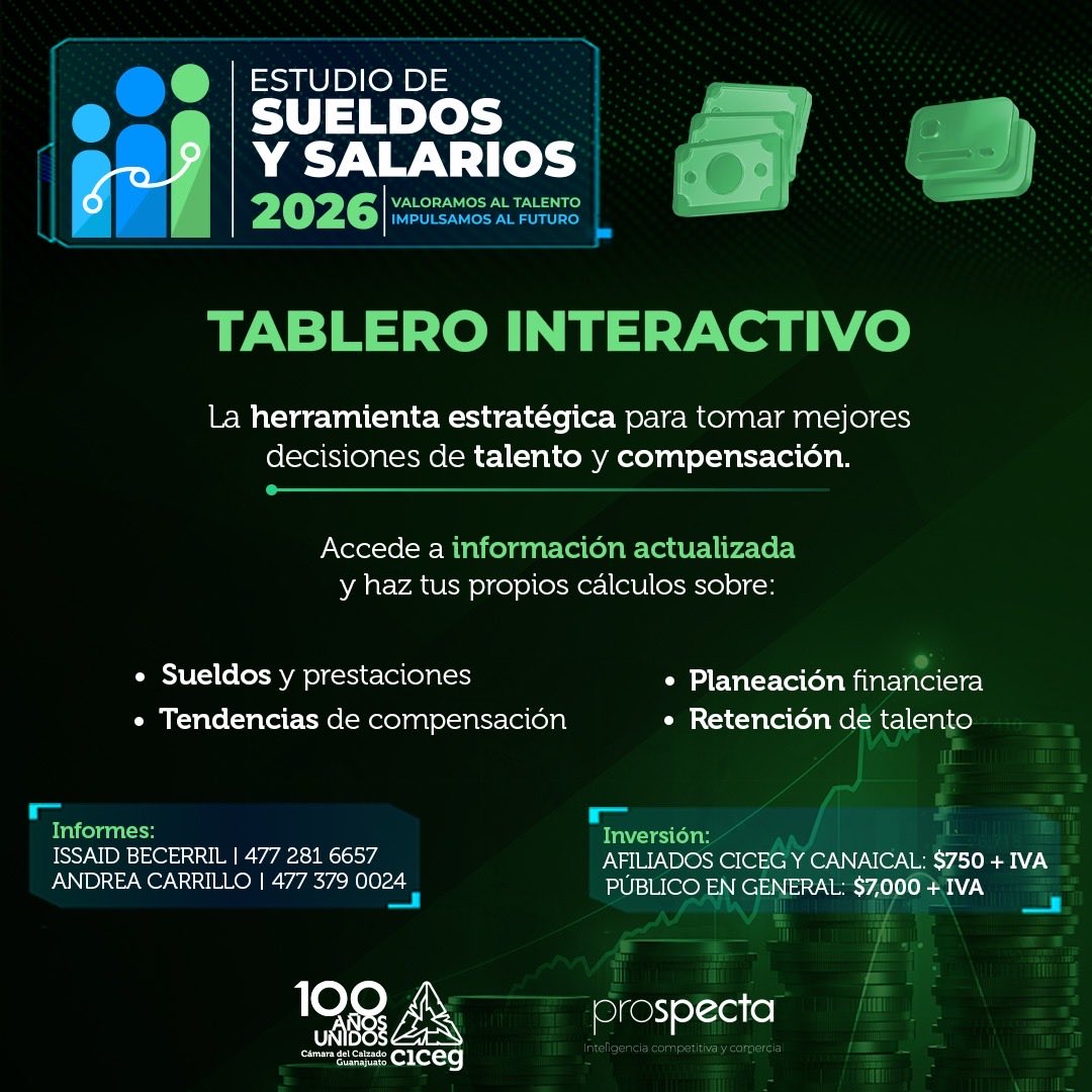 cicegGTO's tweet photo. 📊 Potencia el valor del Estudio de Sueldos y Salarios 2026.

💼 Inversión del Tablero Interactivo:
• Afiliados CICEG y CANAICAL: $750 + IVA
• Público en general: $7,000 + IVA

📝 Adquiérelo aquí:
🔗  https://t.co/wgcWADsAwl 

📞 Informes:
Issaid Becerril | 477 281 6657 https://t.co/zEYYP9zssm