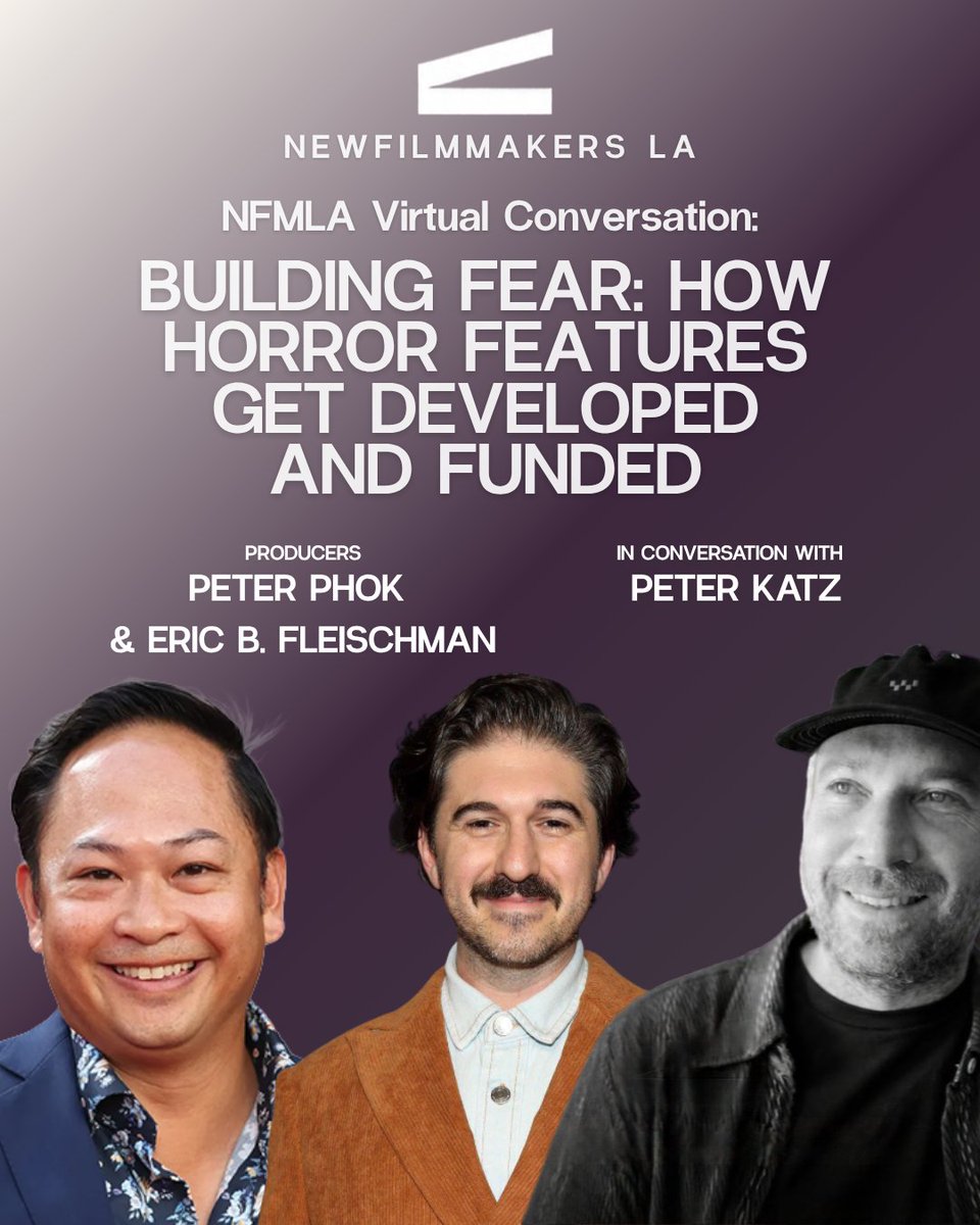 NFMLA's tweet photo. 🎤 BUILDING FEAR: HOW HORROR FEATURES GET DEVELOPED AND FUNDED📣

📆 WHEN: OCTOBER 16TH at 2:00 PM PT on ZOOM

We are pleased to announce this month's virtual conversation moderated by producer and manager Peter Katz, with Producers Eric B. Fleischman (the Wonder Company) and Peter Phok (Phok Productions). They'll discuss how a horror feature gets developed, pitched, and funded, as well as what producers look for in a potential project, how independent films work differently than studio projects, and what a filmmaker should do to get their project in a good position to be picked up.

🎟️ Click the link below to secure your tickets!

https://t.co/cf8DFbcfmp