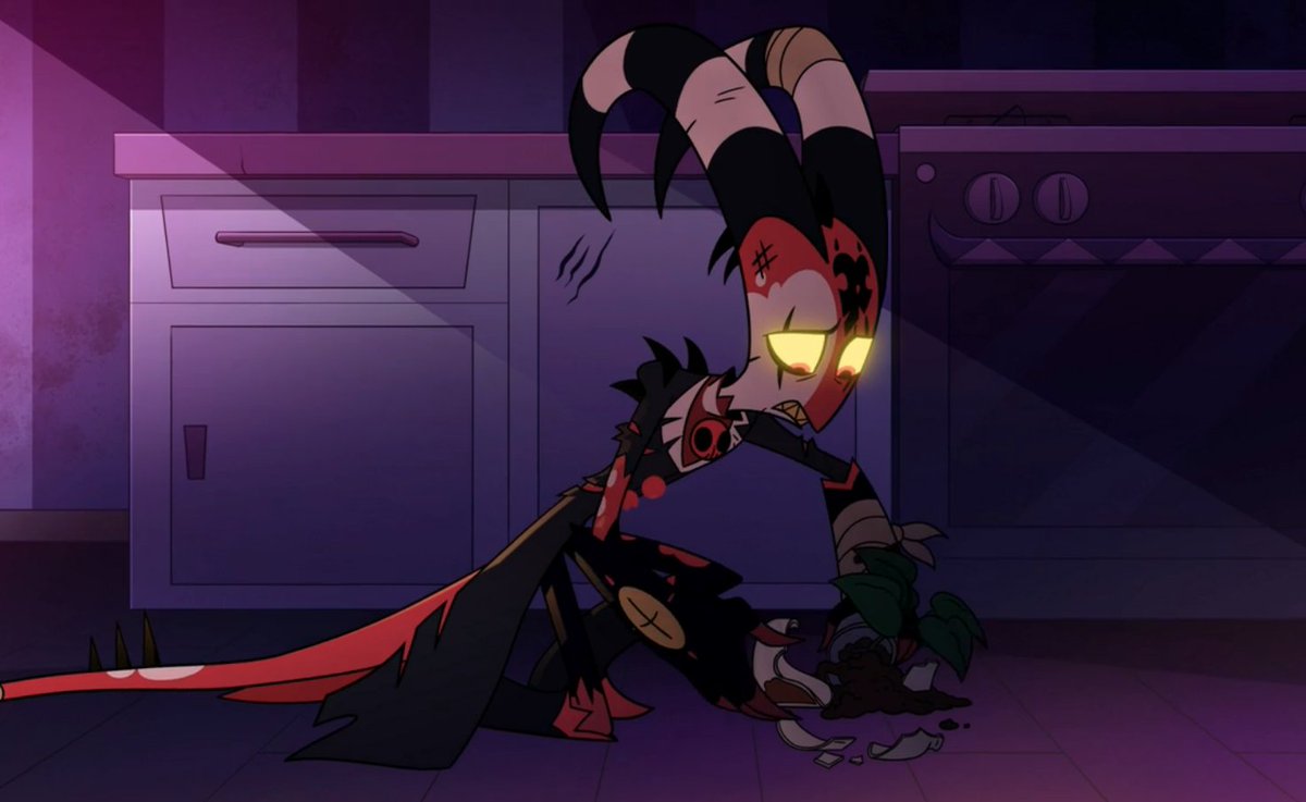 DojoLoachz's tweet photo. I think it's Important for us to see that Blitz Buckzo who has a history of destroying relationships before he can get hurt by them got hurt by Stolas, nearly destroyed the plant he got for him, then realized what he was doing and decided to save it.

They're going to be OK! https://t.co/LOuSHxbYQK