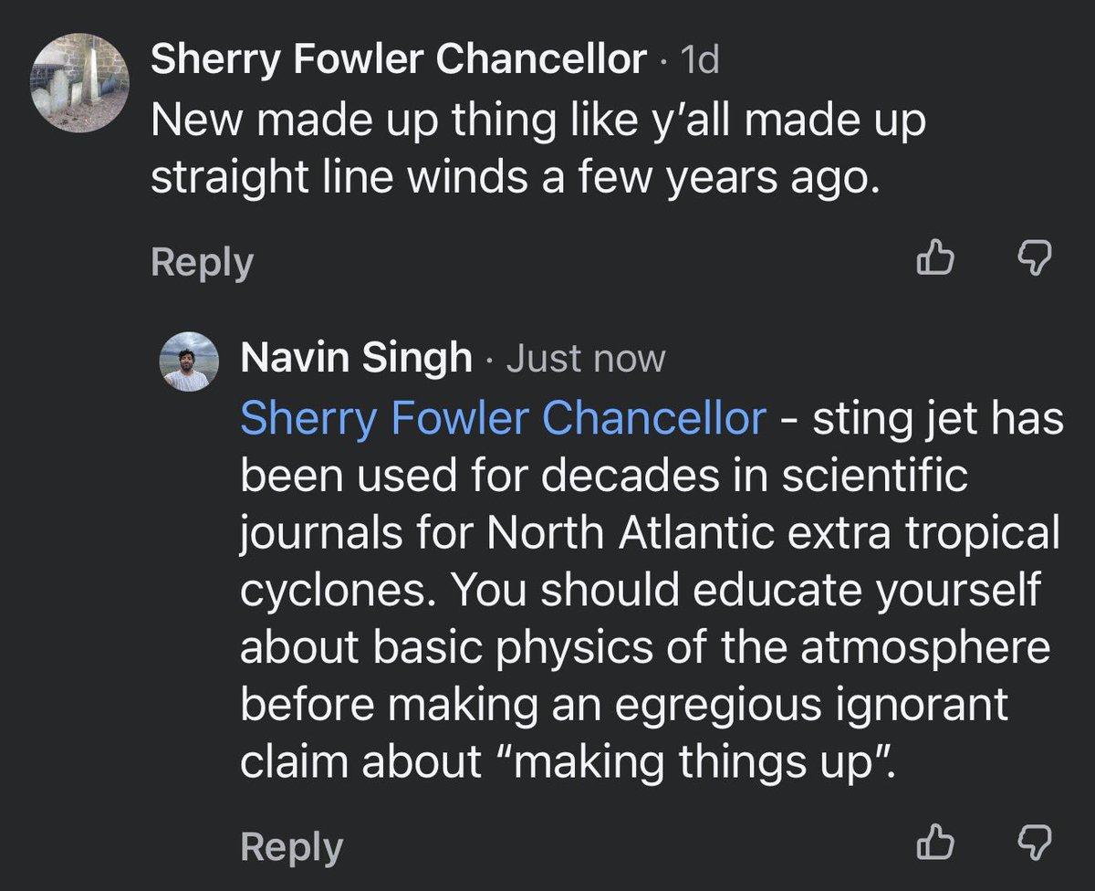 TampaStorm's tweet photo. Facebook- land of trolls: If folks are going to come on there and proclaim that scientists and storm spotters are using “made up terms”, well, they are gonna get the response they wanted. #educationiskey #education #hurricaneseason #isaias #hurricaneisaias https://t.co/ipcTpTnt4m
