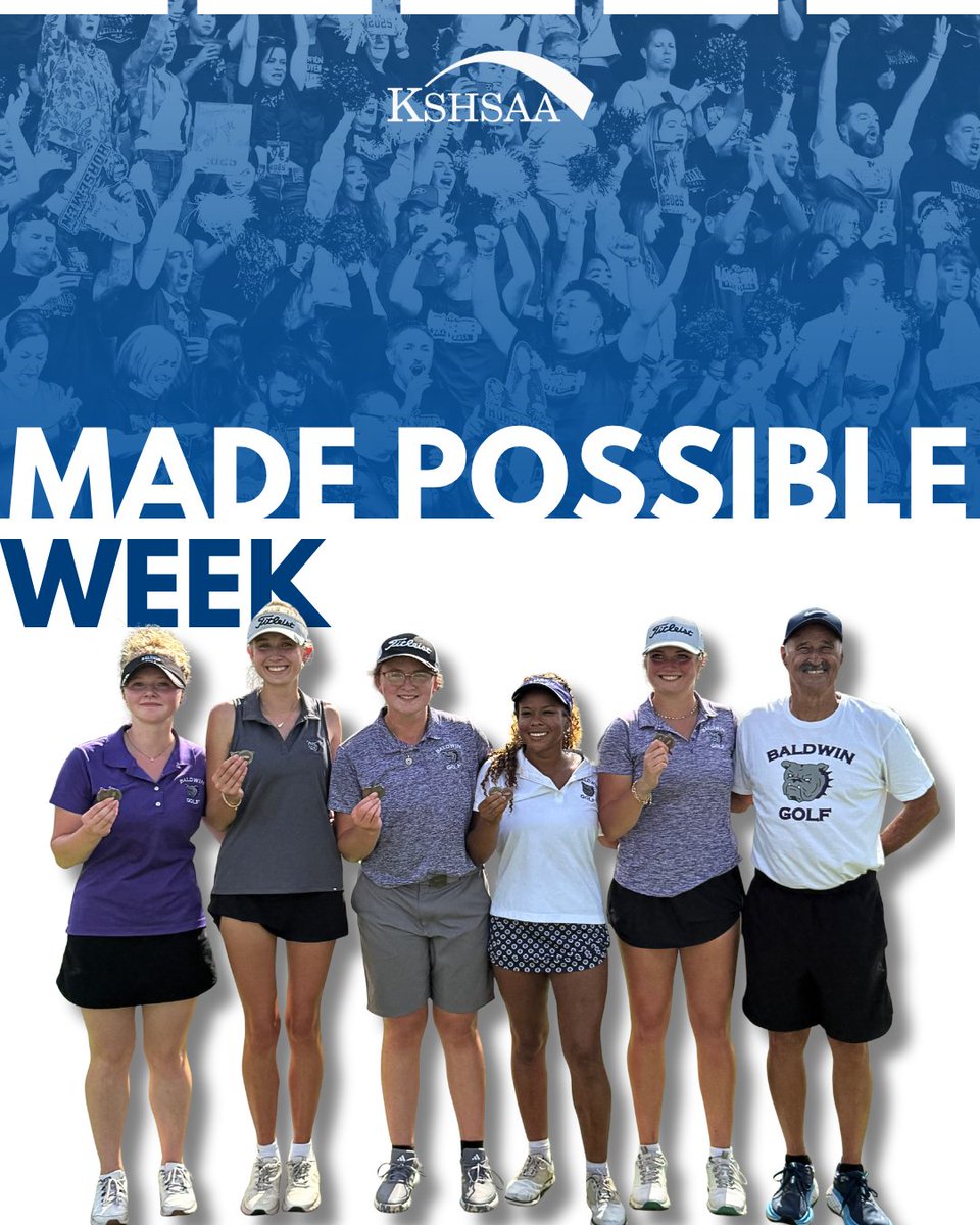KSHSAA's tweet photo. Behind every student-athlete is a coach who shows up, teaches, encourages and believes in them. This #MadePossibleWeek, let's celebrate the coach who make a difference both on and off the field and the court – and thank them for everything that they do! https://t.co/gwIQMAJEKU
