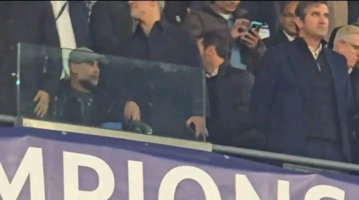 rubanijnr's tweet photo. Pep Guardiola is at the Etihad Stadium to show his support to Manchester City. 💙 https://t.co/M0rS2m8Viz