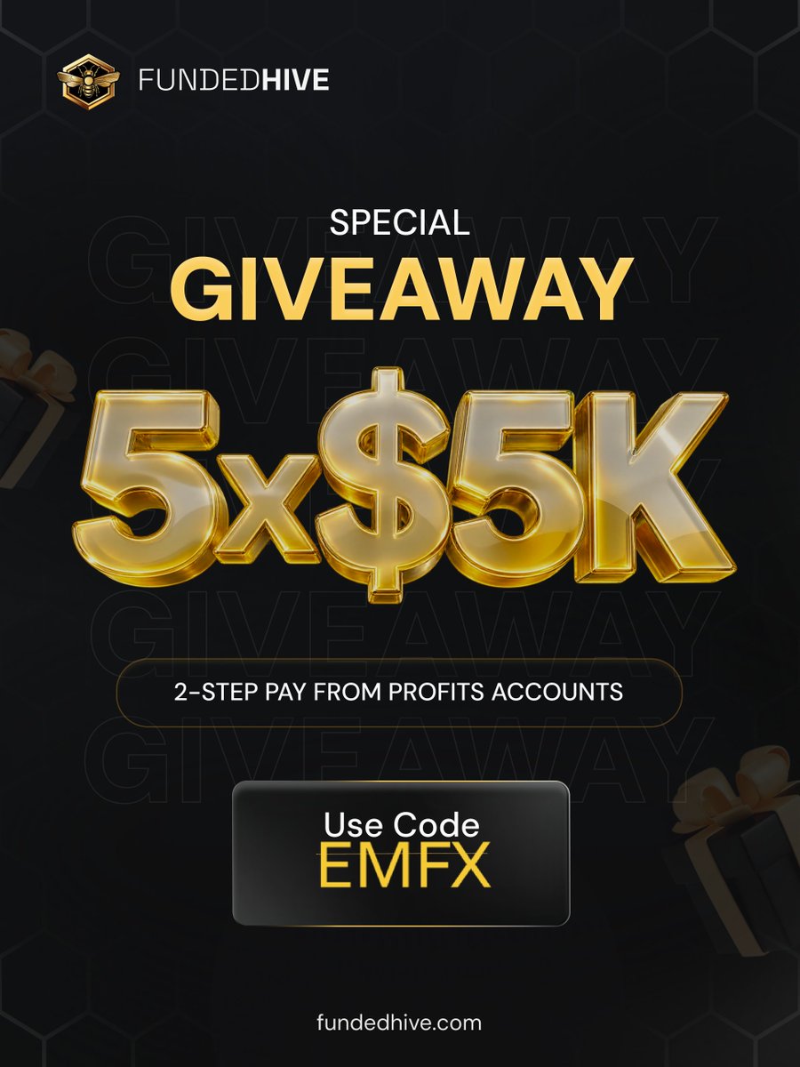PopularEbube's tweet photo. EXCLUSIVE GIVEAWAY WITH FUNDED HIVE! 

​We are giving away 5x $5K 2-Step Pay From Profits Accounts to the community! 

​How to participate:

​Follow @FundedHive, @nikat241, @EM_swagFX @I_AM_KING012
@Sunshine_godson

​Like, retweet, and tag 3 trader friends
​
You can start a Funded Hive challenge right now for as low as $9 using code EMFX!