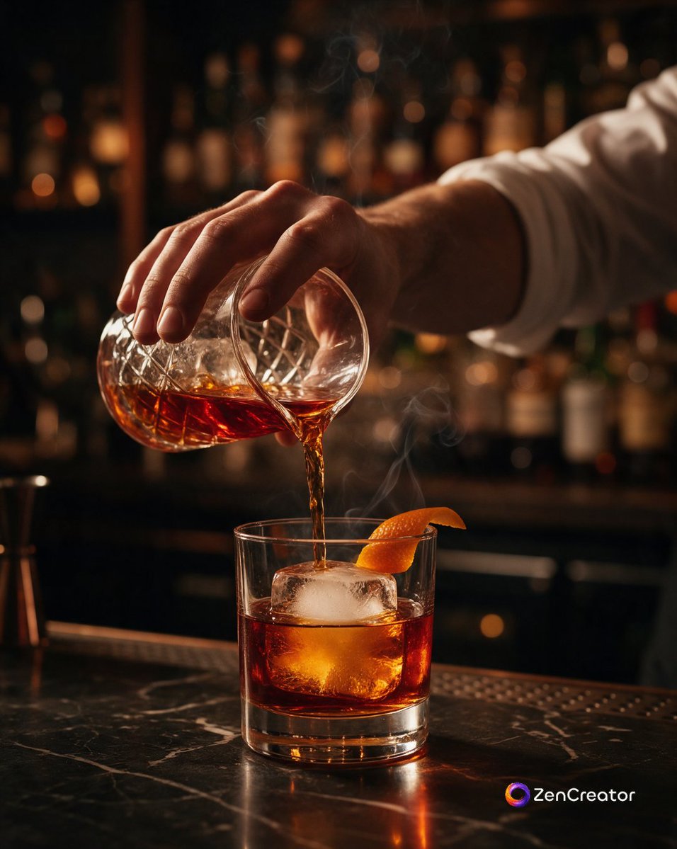 zencreator_io's tweet photo. Bar menu shoot, no bar 🥃

Warm backlight through the liquid + one wisp of smoke + dark marble = the drink sells itself.

Model: Seedream 5 Pro · Prompt in the reply 👇

What drink should we pour next? https://t.co/YbPu0OJQZV
