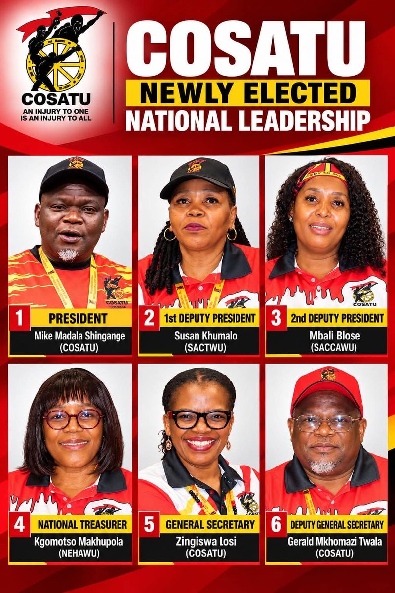 PhophiRamathuba's tweet photo. Congratulations 🍾to the newly elected COSATU national leadership, of which the gender representation is on another level 😍🥰🦾🦾 https://t.co/jNcuMG9gVt