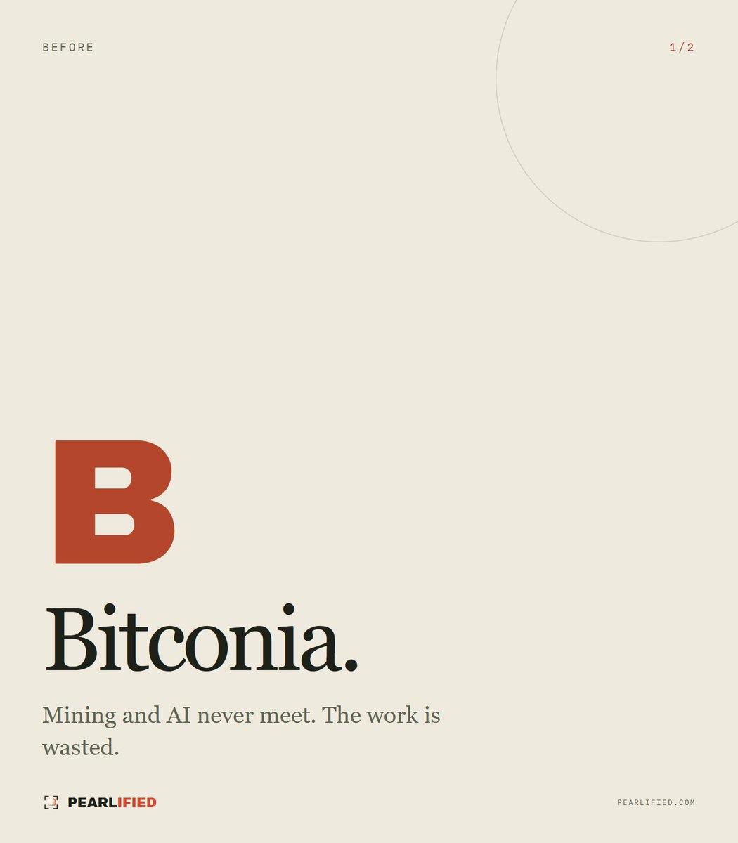 PearlifiedHQ's tweet photo. @PassRafael two worlds:

Bitconia: mining and AI never meet. The work is wasted.
Duplexia: every GPU does both, rewards subsidize AI, and the AI market grows. 

@prlnet is building the road from one to the other. https://t.co/NlF59v6gkc