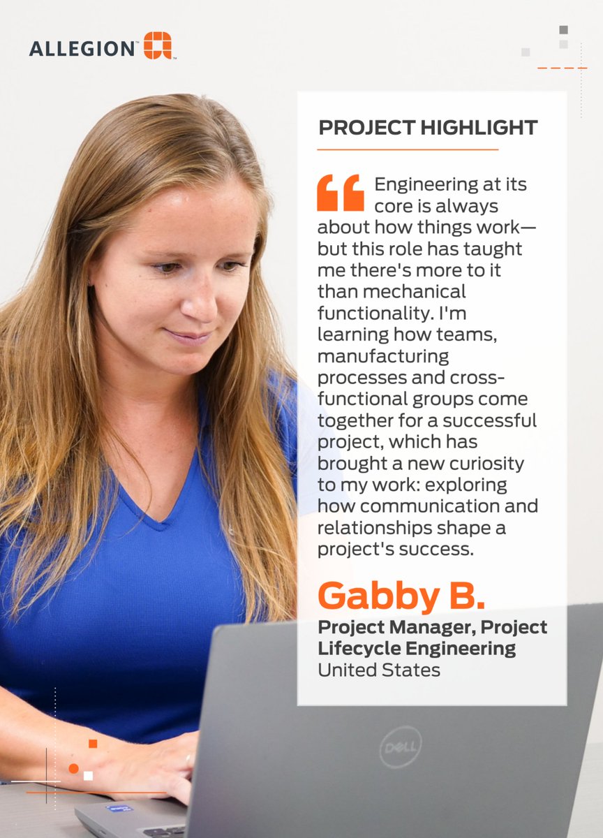 AllegionPlc's tweet photo. This week, we're spotlighting mechanical engineering and the careers that support it. Meet a few of the team members solving the challenges of everyday access—designing, testing and refining the details.
@SWEtalk #SWE #WomenInEngineering #CelebrateWhoWeAre https://t.co/AnRka2BhFc