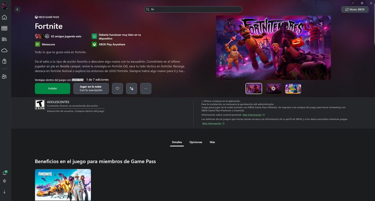 Fercho_UwU's tweet photo. Recordatorio de que puedes descargar Fortnite en el launcher de xbox y así ya no tienes que volver a usar el epic games launcher en toda tu vida. https://t.co/6GaE9hiAcO