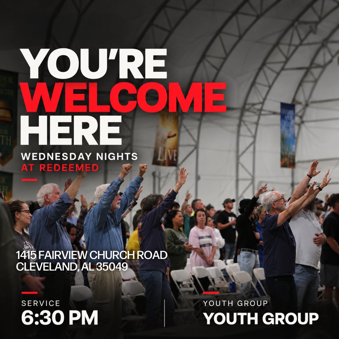 Redeemed1415's tweet photo. You're welcome here tonight at 6:30. 
#Jesus #Redeemed #AChurchUnited https://t.co/emPVaS9YoY