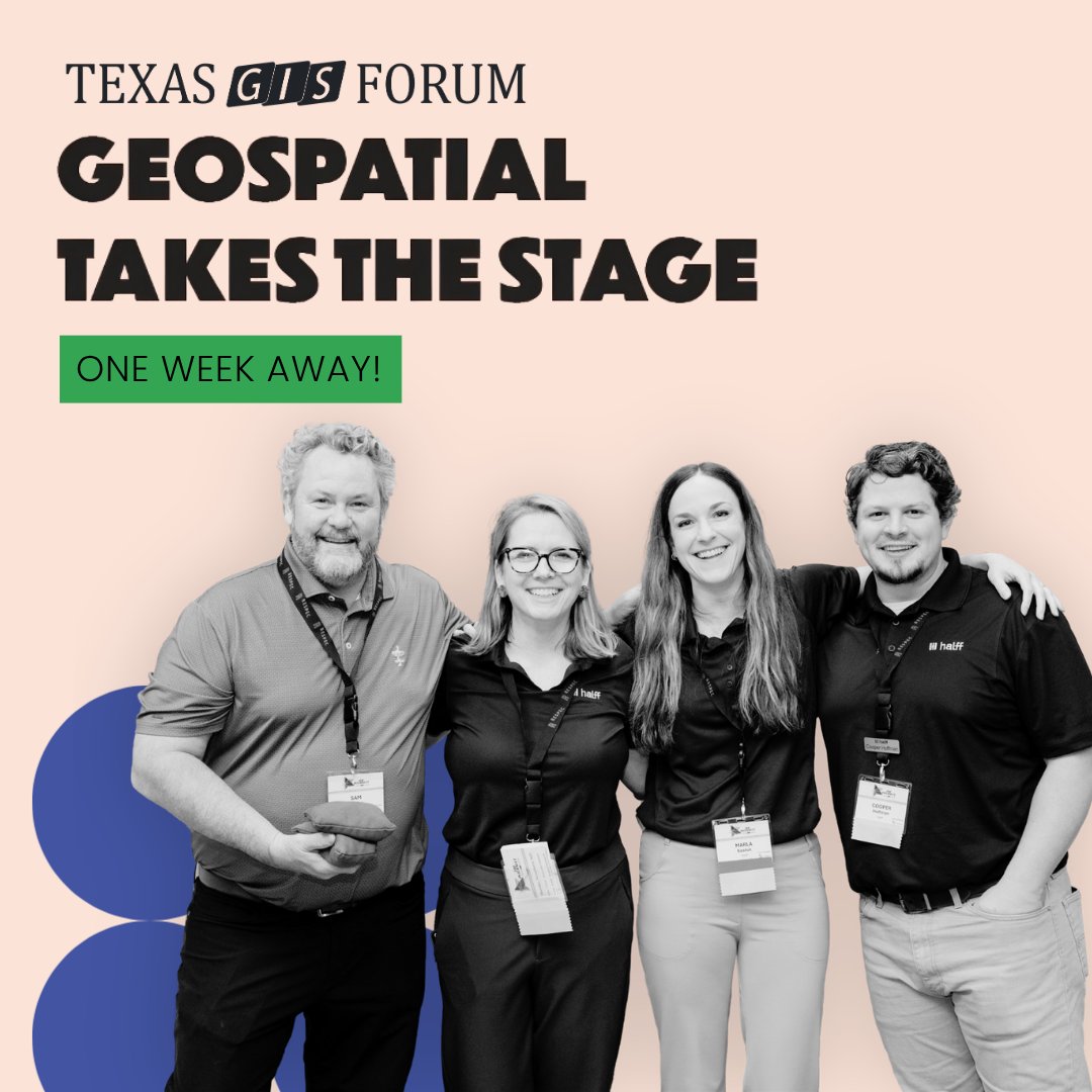 GeographicTexas's tweet photo. Texas GIS Forum begins in just 1 week!
We can't wait to see GIS professionals from across Texas for a week of learning, collaboration, and innovation. Be sure to review parking and location details, and don't miss the opening keynote from @Esri  founder Jack Dangermond. https://t.co/yEuuRjPCwK