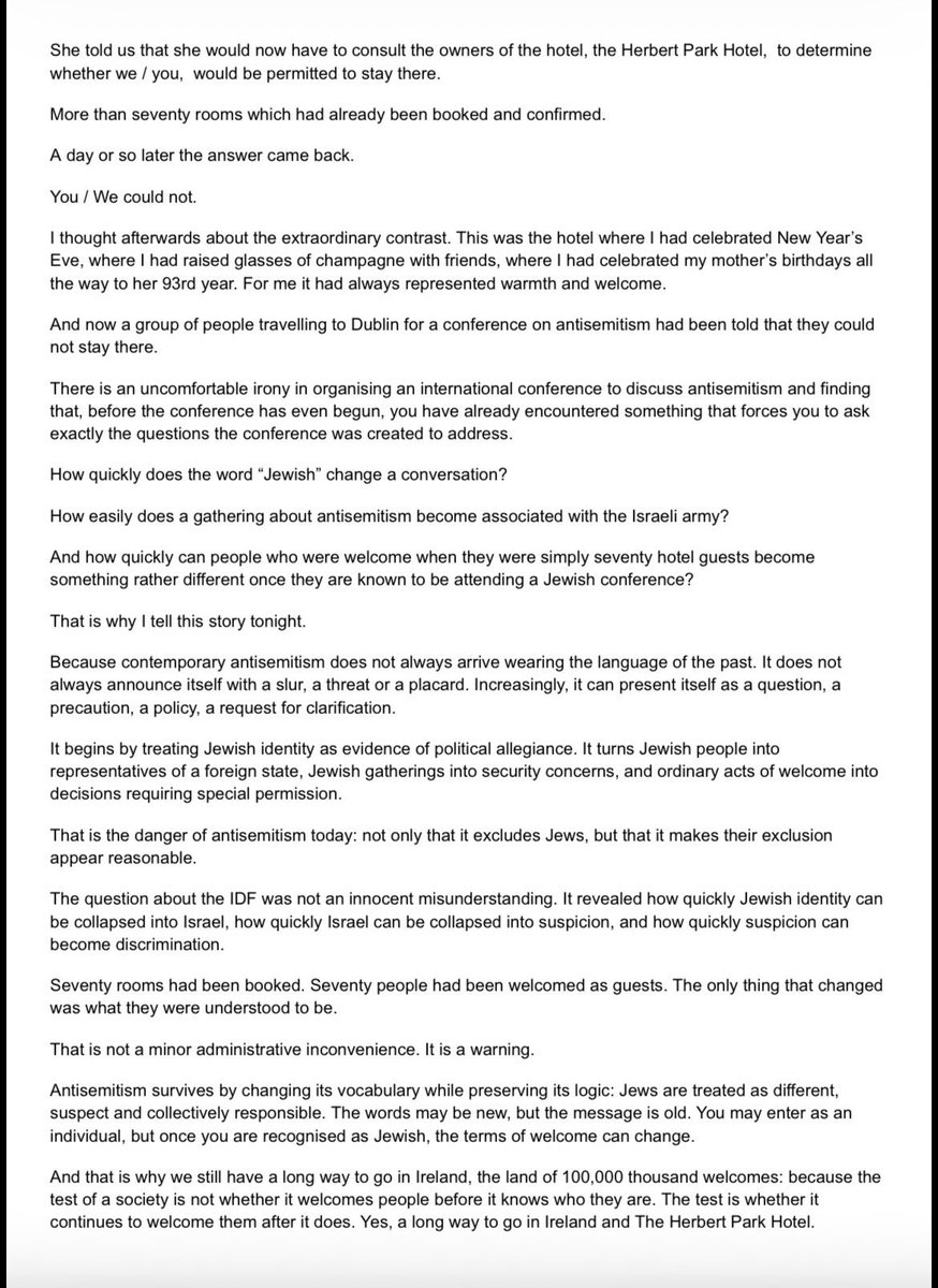 Irishchutzpah's tweet photo. It is unbelievably sad that in Ireland an International conference on Antisemitism was marred by the very JewHate it is seeking to combat before it had even started. 
Here is a verbatim report of what happened. It should be shared worldwide and 
@HerbertParkH should be very very ashamed. @WorldJewishCong