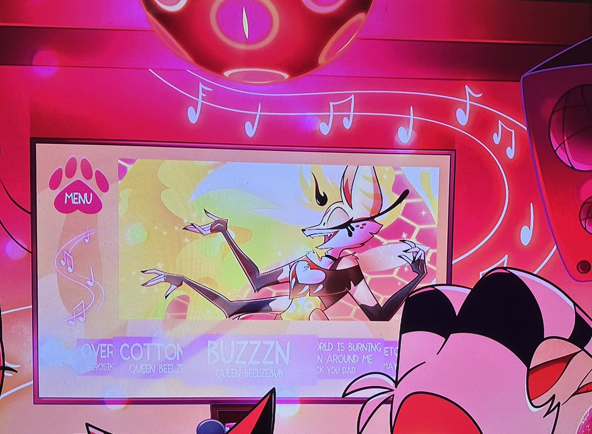 CastOfC13's tweet photo. IN THE EPISODE BAD REPUTATION I LIKE HOW🤩🤩🤩 QUEEN BEEZLEBUB MADE A CAMEO IN THE SONG SELECTION FOR KARAOKE BOOTH FOR HER NEW SONG BUZZZN #HelluvaBossSpoilers #Queenbee https://t.co/AU9zj7PJG5