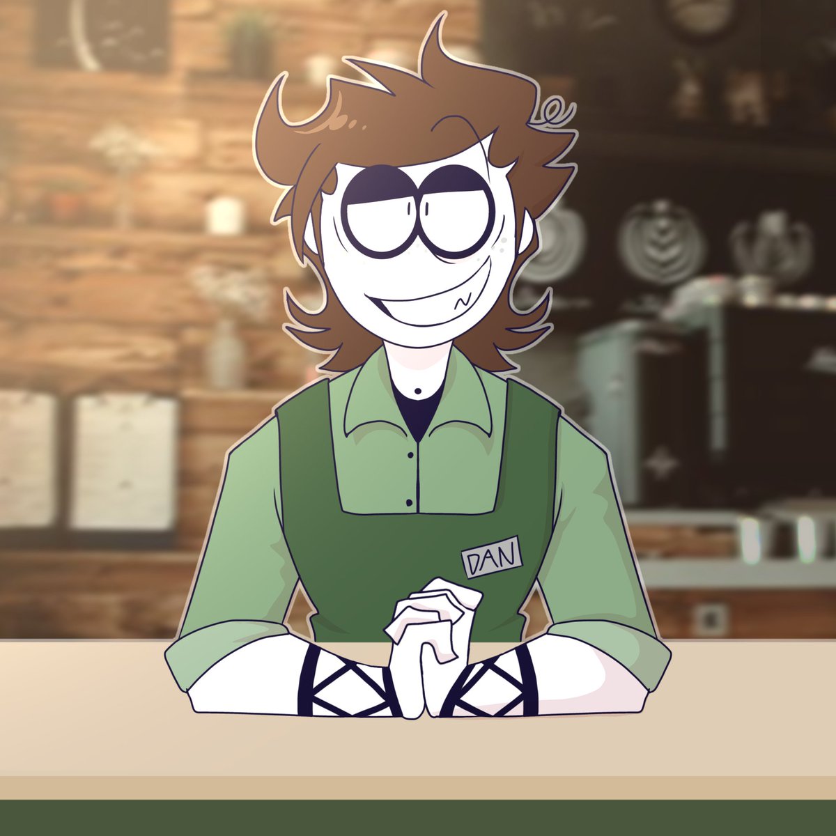 Coppa_Barista's tweet photo. !! INTERACTIVE !!

" Uhm..  Hey ! Can I get you a drink ? ,,

---
#SpookyMonth #OC #Roleplay https://t.co/LjySzN5hh0